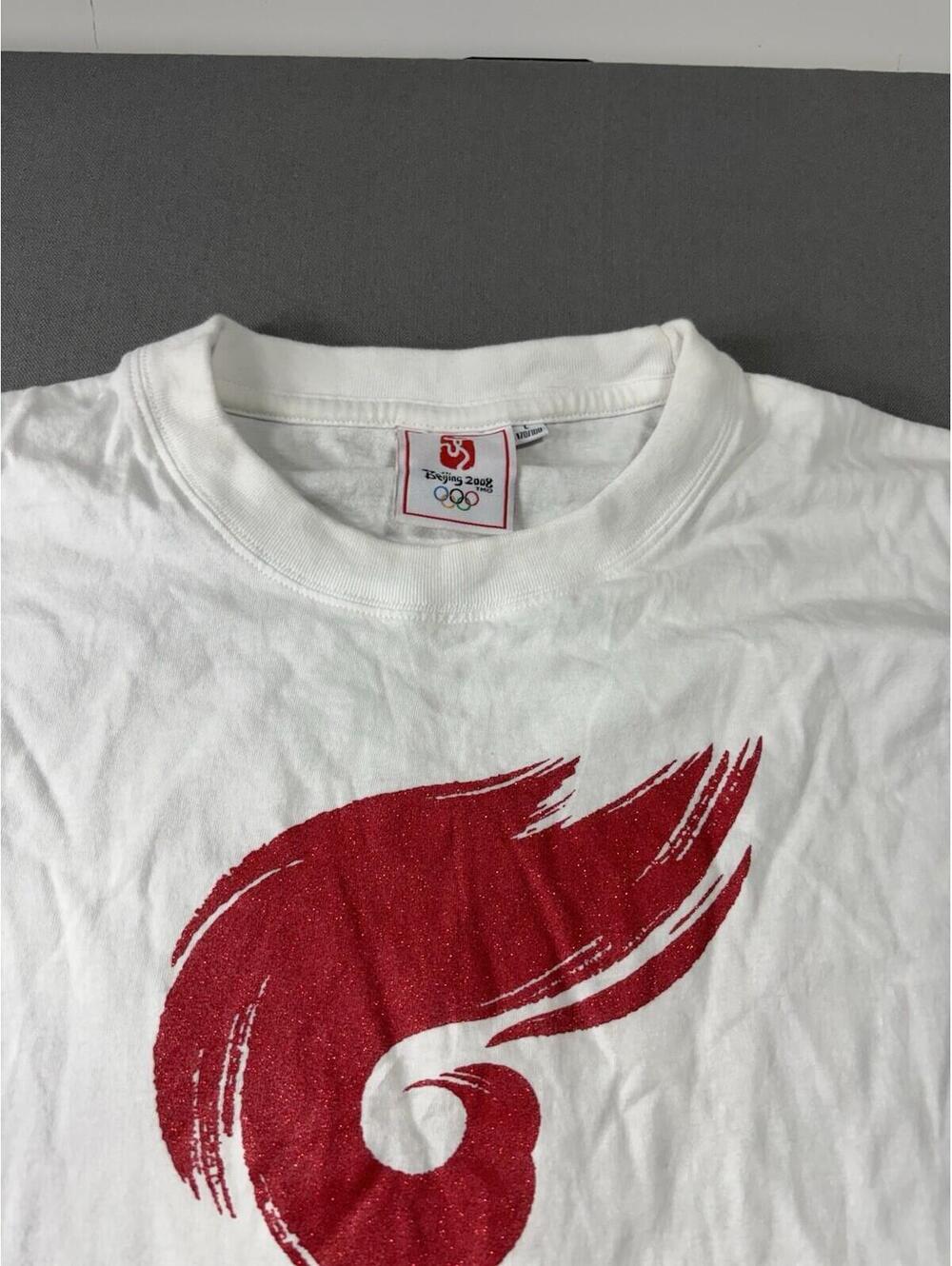 2008 Beijing Olympics Torch Relay T Shirt White Short Sleeve Adult Size L - Picture 3 of 15